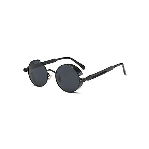 TEMPO Steampunk Sunglasses Round Retro Driving Polarized Glasses Men Woman UV Protective