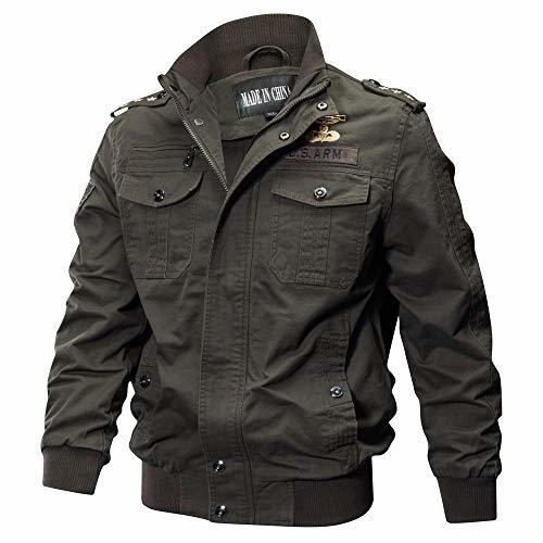 Fashion Chaqueta de Manga Larga de los Hombre Lavado Chaqueta Militar Gran tamaño