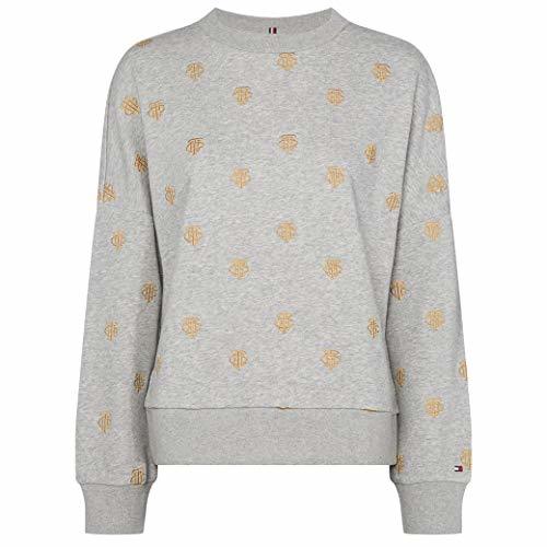 Social Tommy Hilfiger Kiki C-Nik - Sudadera para Mujer, Color Gris Claro Gris