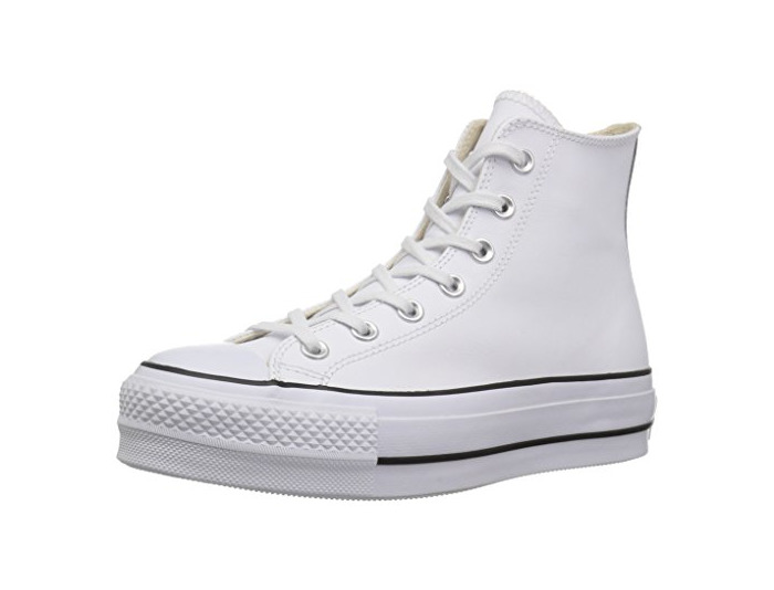 Moda Converse Chuck Taylor CTAS Lift Clean Hi, Zapatillas Altas para Mujer, Blanco