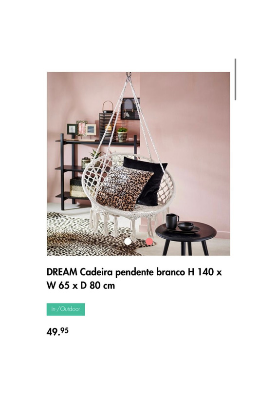 Producto DREAM Cadeira pendente branco H 140 x W 65 x D 80