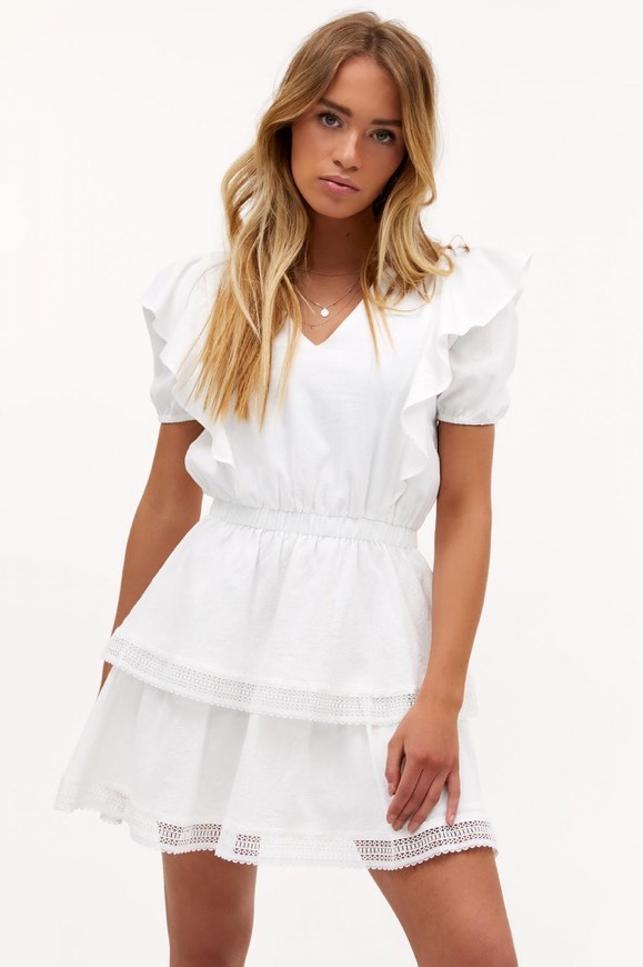 Social Loavies off white ruffle dress