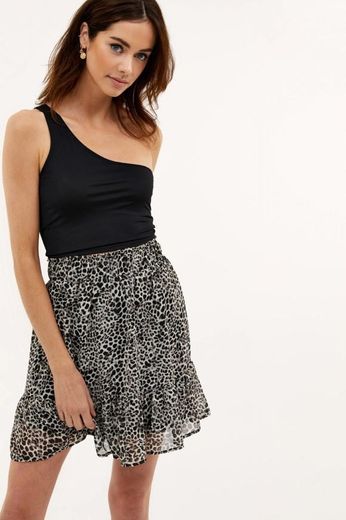 Loavies grey leopard ruffle skirt