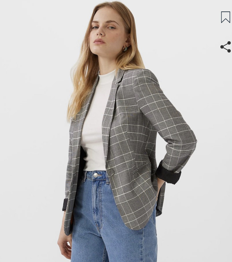 Moda Blazer Xadrez Stradivarius 