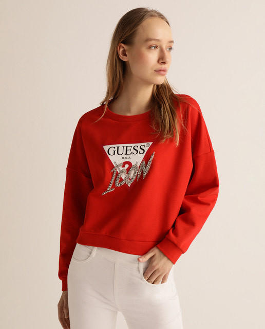 Social Guess red sweater Icon diamond strass
