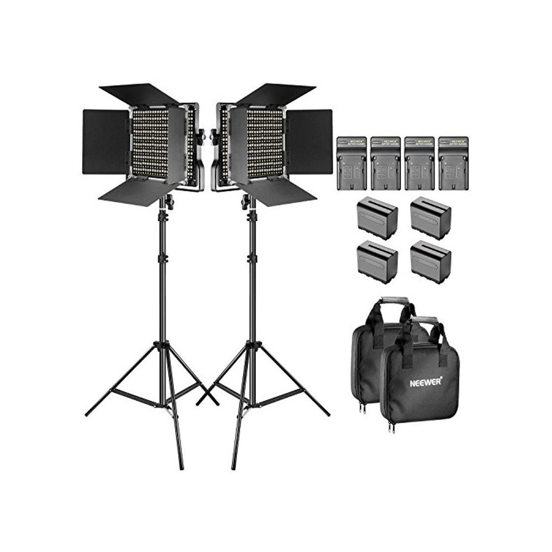 Social Neewer 660 LED Luz bicolor ajustable con soporte en U y Barndoor