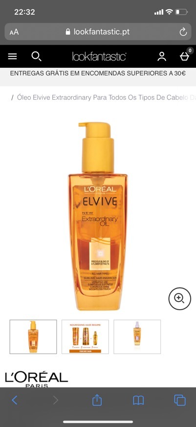 Producto Óleo Elvive Extraordinary para todos os tipos de cabelo da L