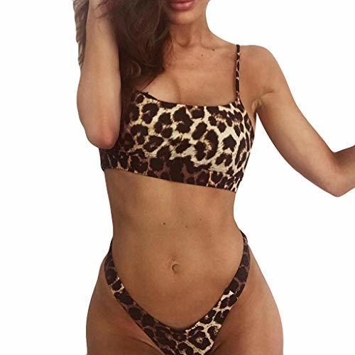 Fashion Lenfesh Bikini de Playa con Estampado de Leopardo Bikini Traje de baño