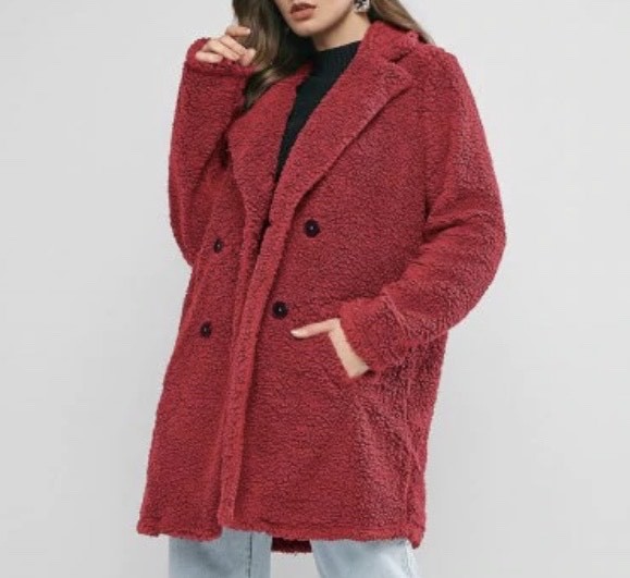 Productos Lapel Pocket Longline Faux Fur Coat 