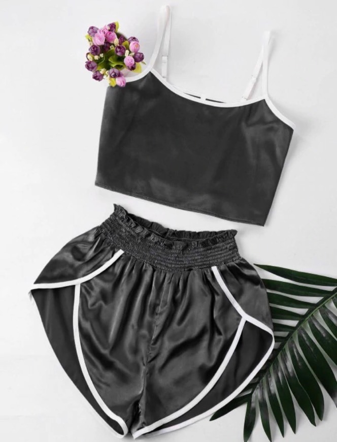 Products Contrast Trim Cami and Shorts Set 