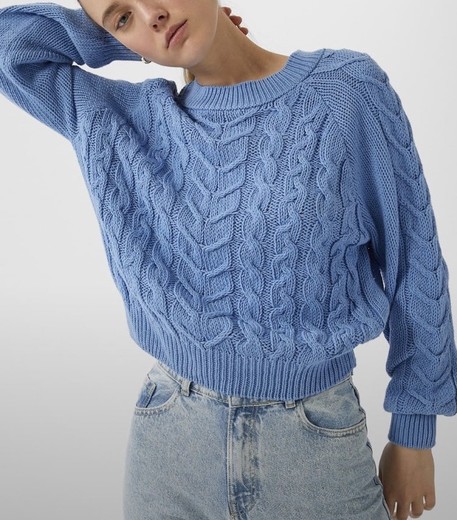Sweater curta tranças 