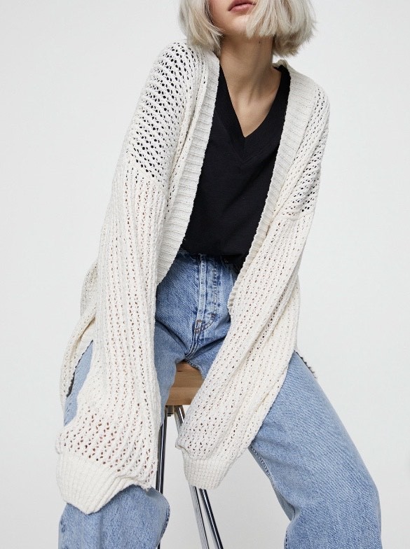 Products Bouclé open knit cardigan 