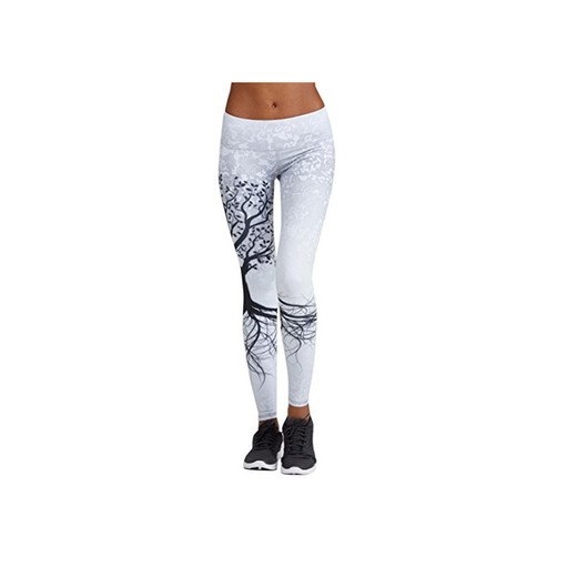 Mujer Pantalones Largos deportivos SMARTLADY Patrón de árbol Leggings para Running, Yoga