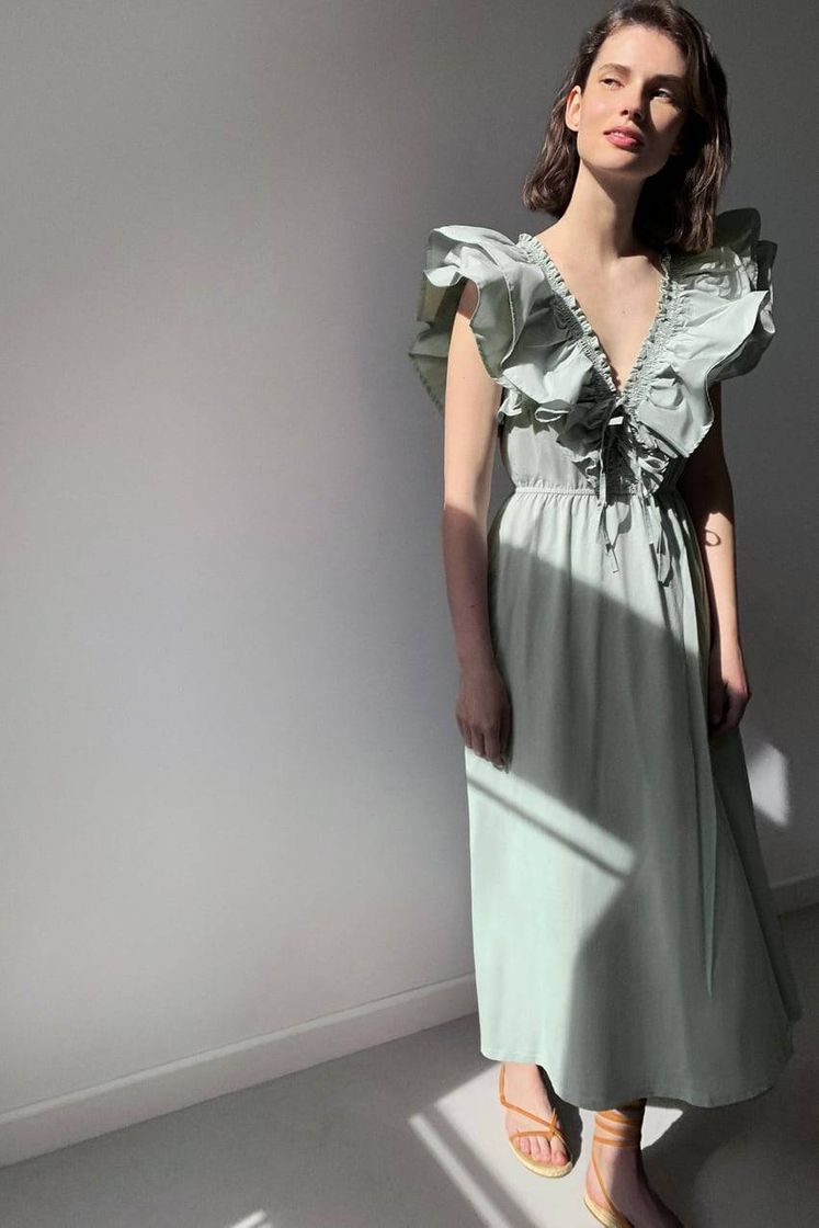 Social Vestido comprido com folhos