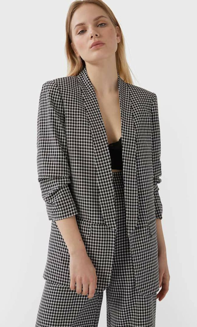 Producto Blazer de Manga com Franzido e Quadrados Vichy