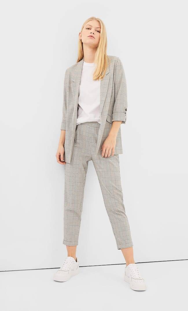 Social Blazer fluido aos quadrados