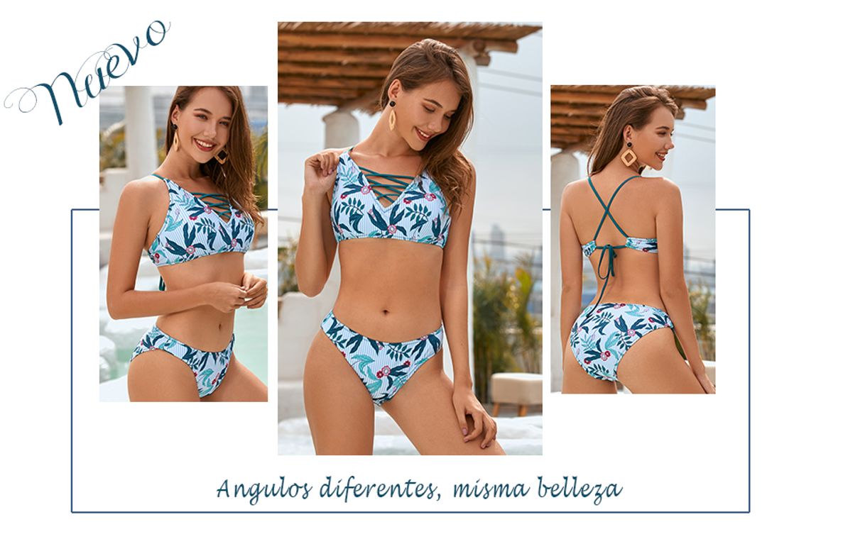 Product SHEKINI Mujer Conjunto de Bikini de Dos Piezas Almohadillas Bañador Estampar Trajes