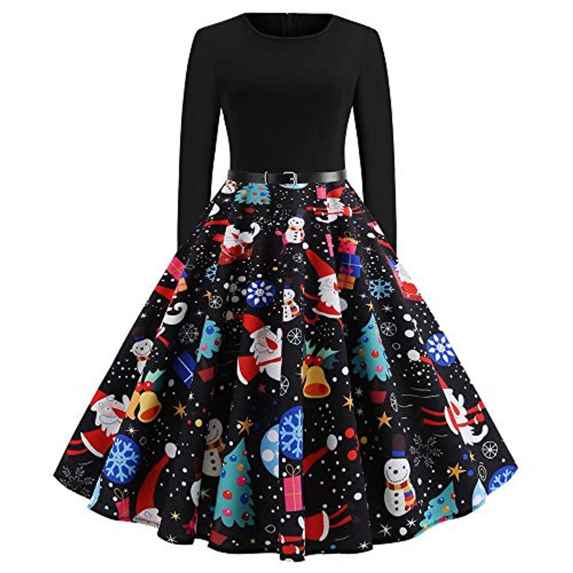 Social FAMILIZO Vestidos Navidad Mujer De La Navidad De Manga Larga O Cuello De Impresión Vintage Vestido De Fiesta De La Noche Vestidos de Fiesta Christmas Dress Women