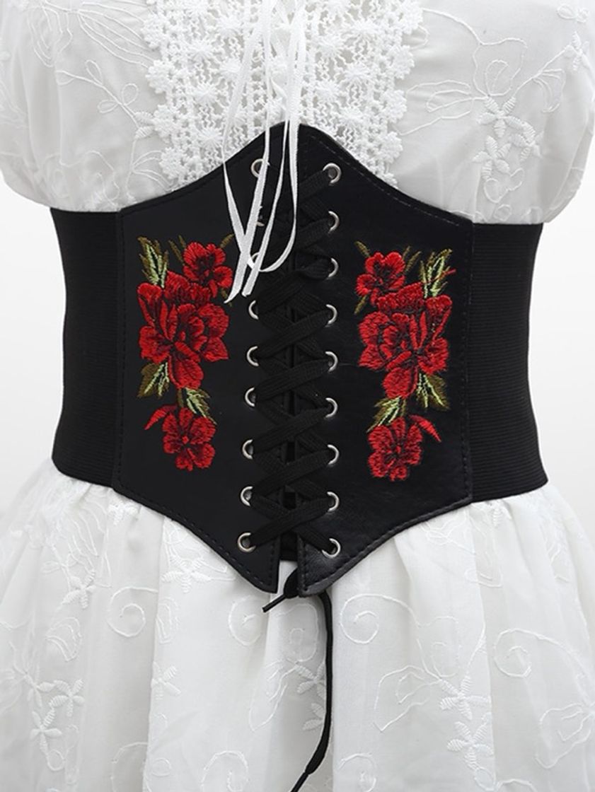 Moda Flower Embroidery Wide Belt