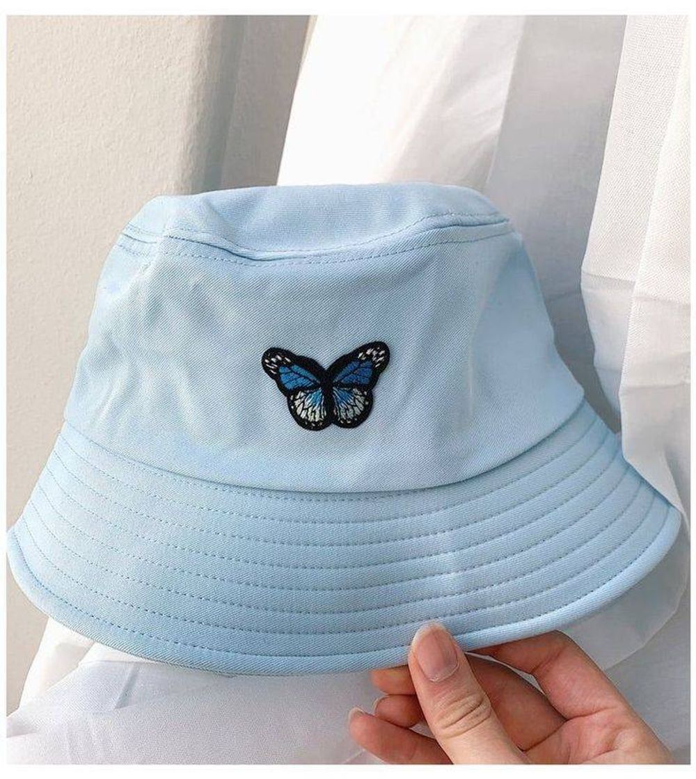 Moda Chapéu azul com borboleta na frente