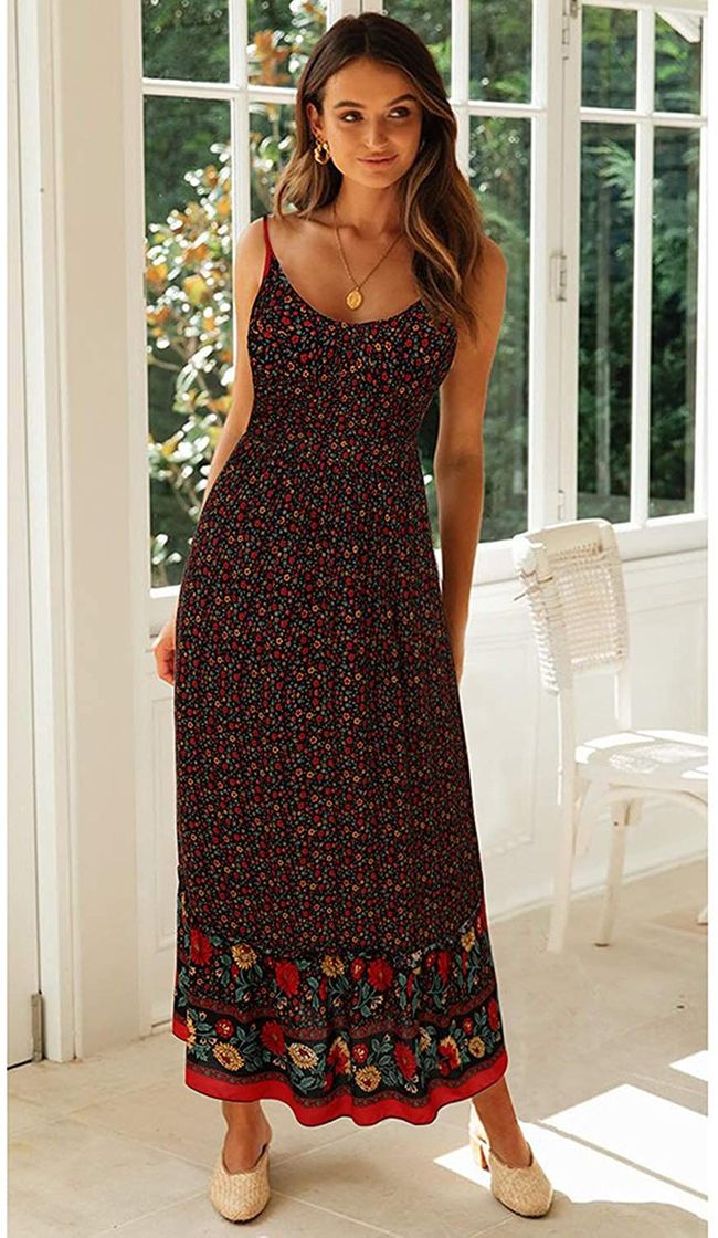 Social Vestidos Mujer Casual Playa Largos Boho Floral Maxi Vestido Bohemio Tirantes Playa