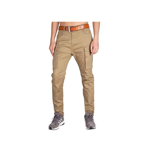 ITALY MORN Pantalones Cargo Chinos Hombre Trekking Montaña con Múltiples Bolsillos 38 Caqui