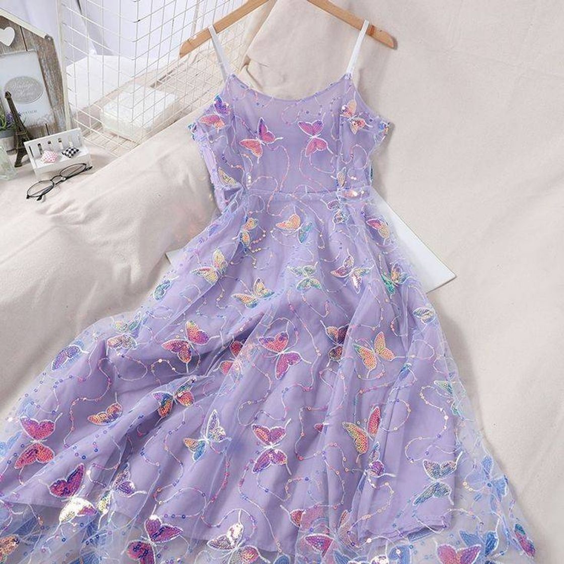 Fashion Vestido  roxo  de   borboleta com lantejoulas