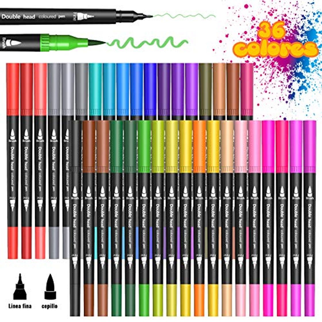 Social BOIROS Rotuladores Lettering 36 Colores Rotulador de Doble Punta