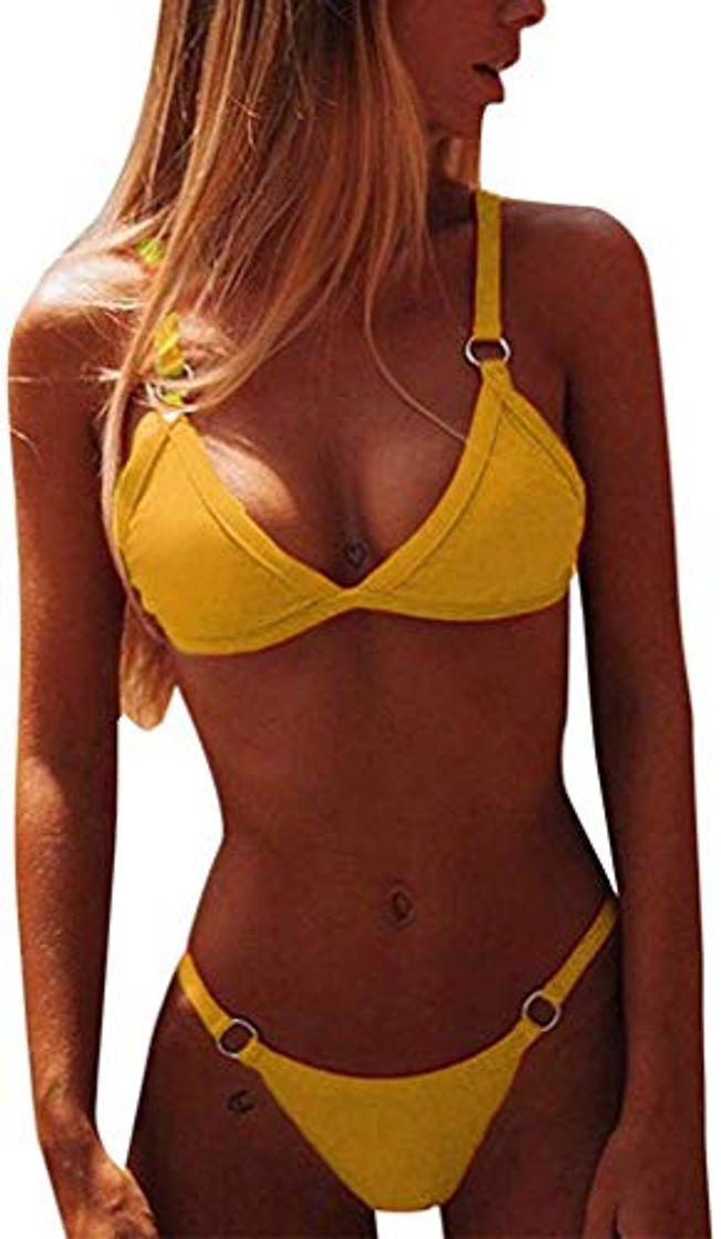 Moda CheChury Bikini Mujer Conjuntos Brasileño Sexy Tanga Mujer Playa Ropa de Baño Traje de Baño Sexy Bañador de Baño Tops y Braguitas 2 Piezas Verano