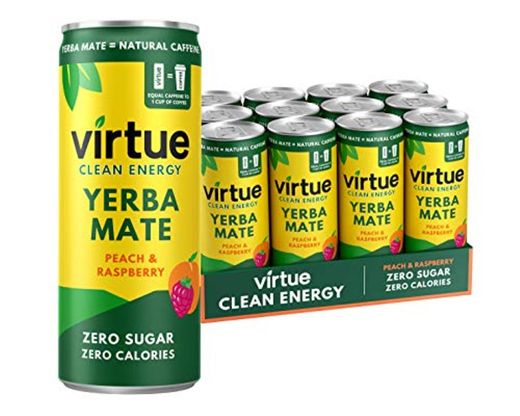 Virtue Yerba Mate Energy Drink - Bebida Energética Natural, Sin Azúcar, Cero