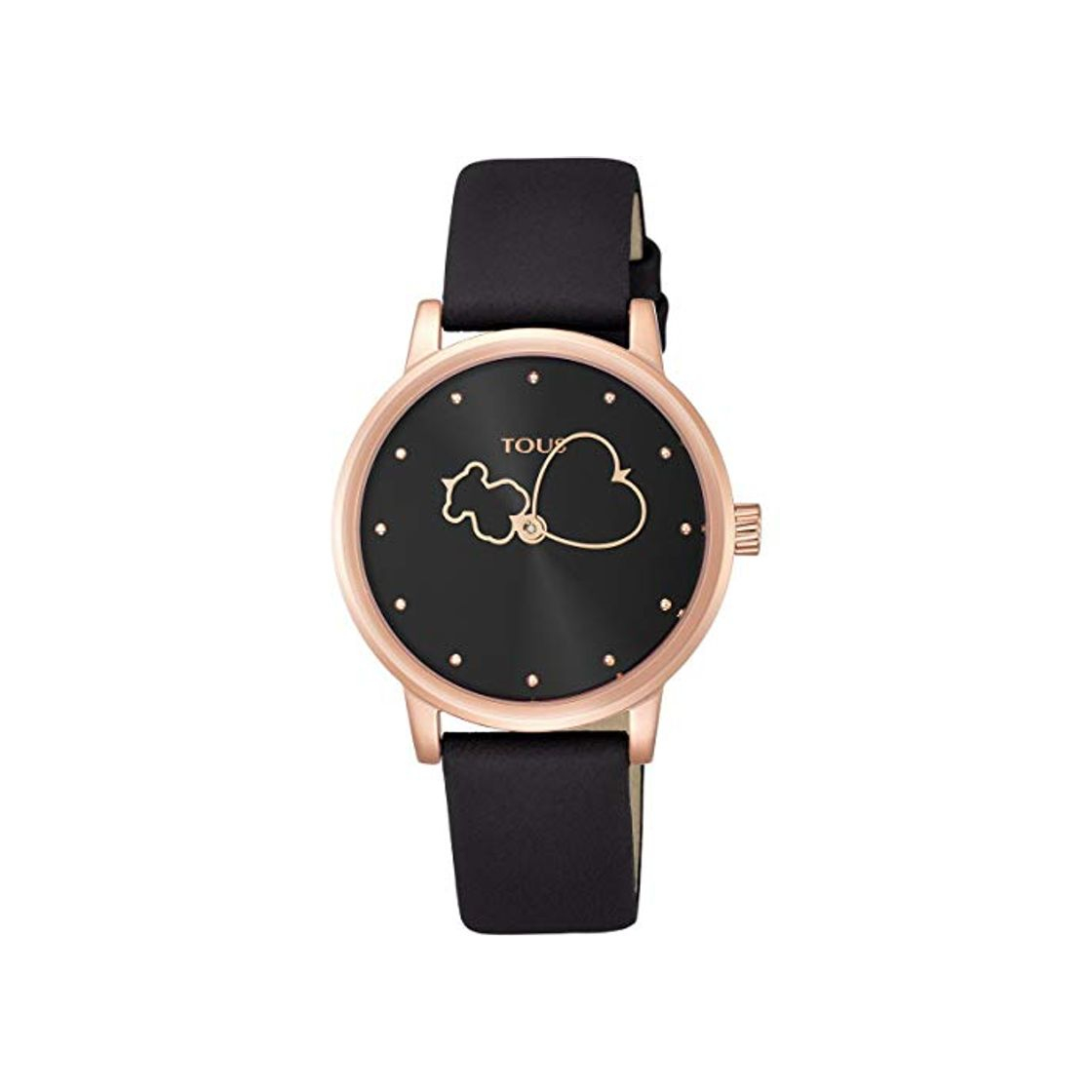 Moda Reloj Tous Bear Time de acero IP rosado con correa de piel