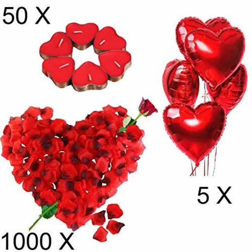 Kit Romántico de Velas y Pétalos. 50 Velas en Forma de Corazón