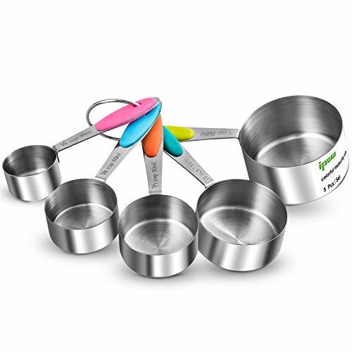 Social Ipow Juego de 5 Cucharas Medidoras de Acero Inoxidable