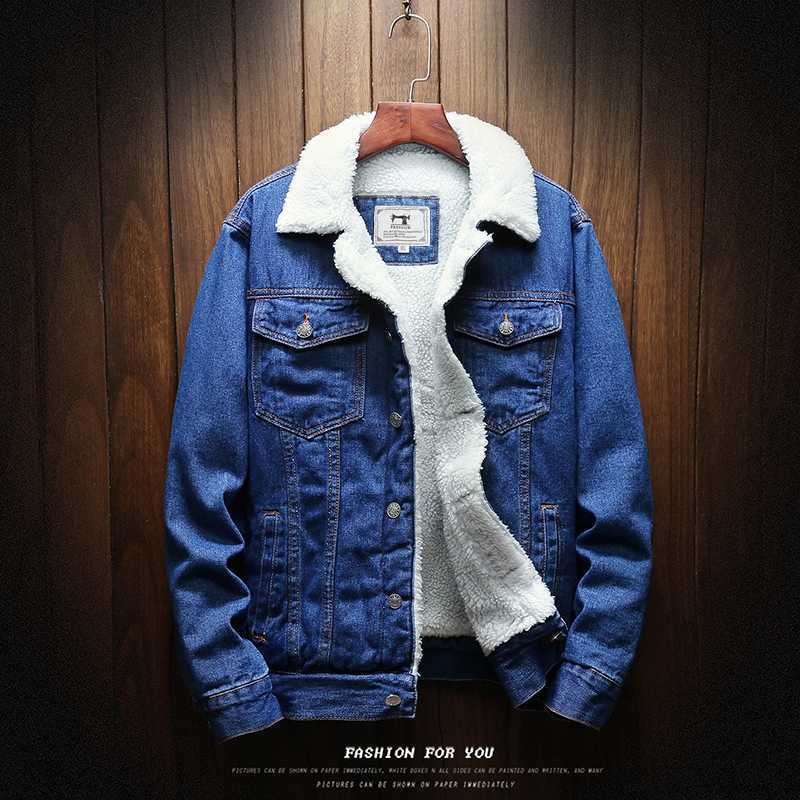 Social Hombre Denim Chaqueta De Vaquero Manga Larga Abrigo De Invierno Cálido Jean
