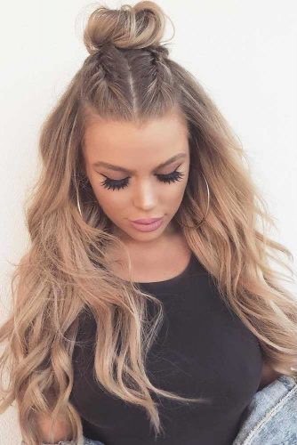 Fashion Top knot half up hairstyle for long hair