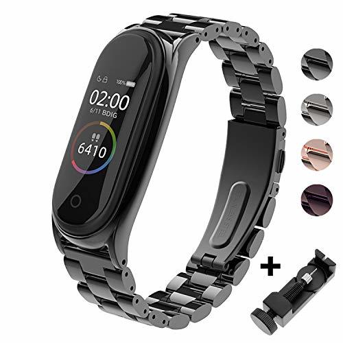 Social BDIG Correa Compatible Xiaomi Mi Band 4 Correas Metal,Pulsera de Acero Inoxidable