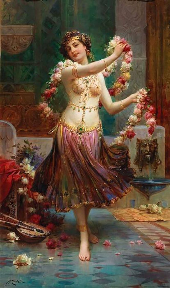 Fashion An Oriental Beauty with Roses - Hans Zatzka🇦🇹