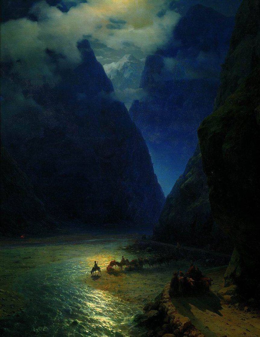 Fashion En Darial Gorge y Mount Kazbek - Ivan Aivazovzky🇦🇲🇷🇺