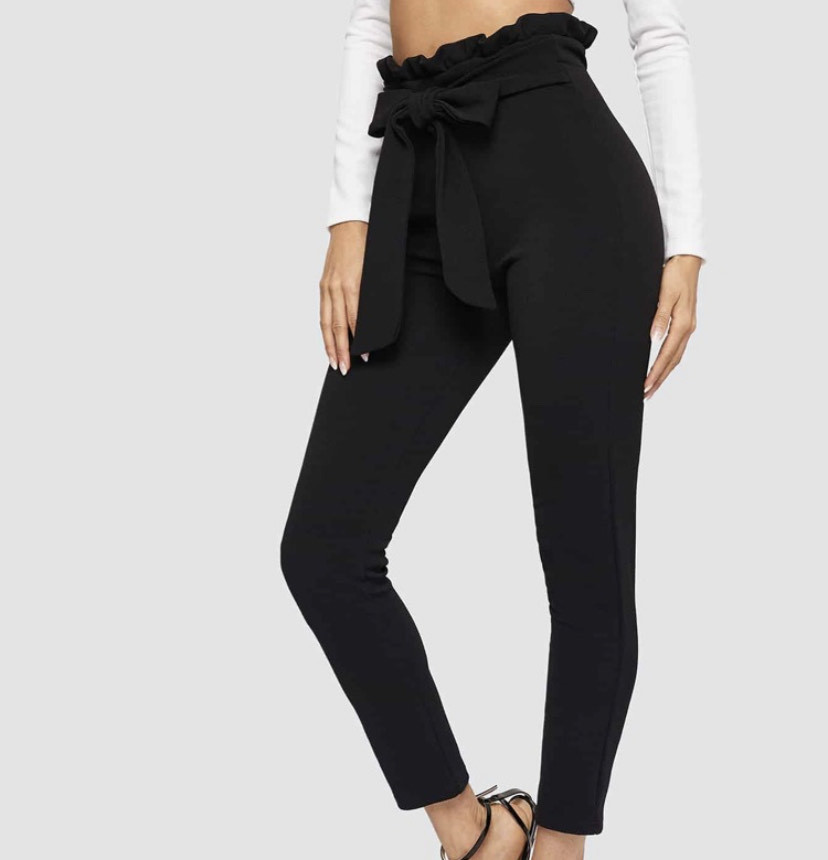 Productos Belted Paperbag Waist Skinny Pants