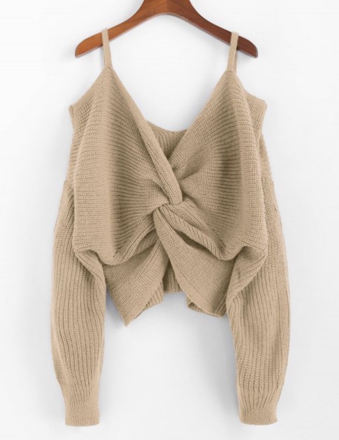 ZAFUL Twisted Cold Shoulder Jumper Sweater