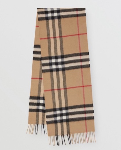 The Classic Check Cashmere Scarf in Archive Bege