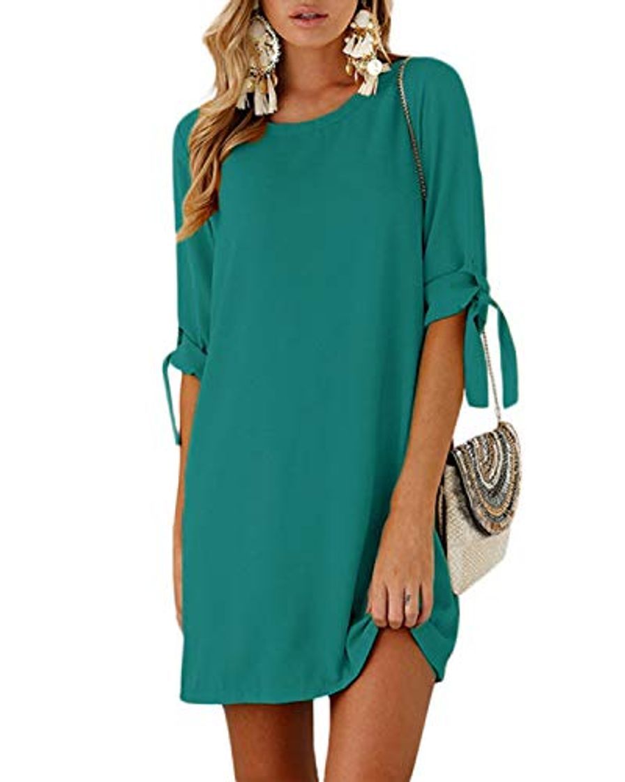 Social YOINS Vestidos Mujer Casual Vestido Largos de Fiesta Manga Corta Verano Vestidos Camiseta con Cuello Redondo con Mangas de Kowknot