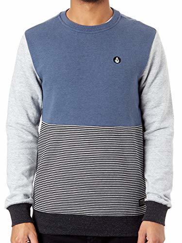 Fitness Volcom Threezy Crew Sudadera, Hombre, Azul