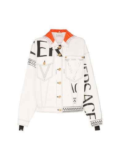 Versace Logo Print Hooded Denim Jacket Ss19