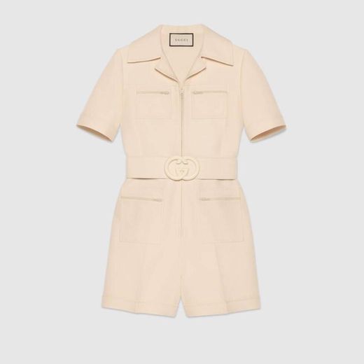 Gucci Wool silk short belted jumpsuit