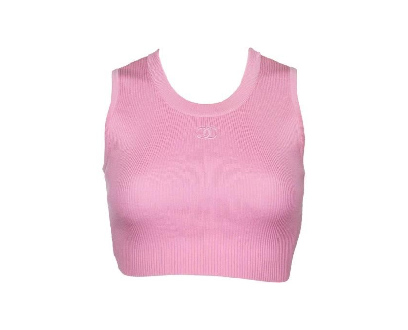 Producto Chanel Pink Ribbed Logo Crop Top