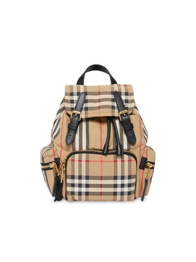 The Small Rucksack in Vintage Check and Icon Stripe