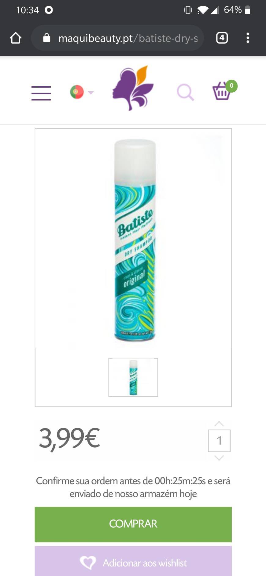 Productos Shampoo seco batiste