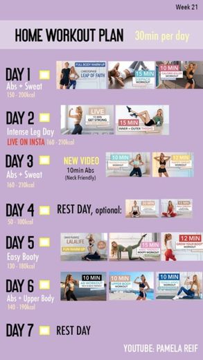 30 min workout plan (21 week)