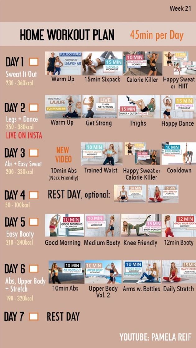 Moda 45 min workout plan (21 week)